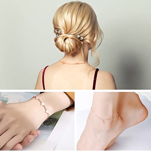 Necklace Extender, 4Pcs Rose Gold 925 Sterling Silver Necklace Extenders Chain Bracelet Anklet Extension for Women Multiple Necklaces Jewelry (1”, 2”, 3”, 4”) - color: Rose Gold
