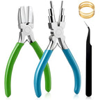 URSKYTOUS 2Pcs Jewelry Pliers Set Jewelry Making Tools Kit Include Nylon Jaw Pliers 6 In 1 Bail Making Plier for Beading Looping Shaping Wire DIY Crafts Rings Jewelry Making Supplies (Blue-Green) - color: Mk Blue,green