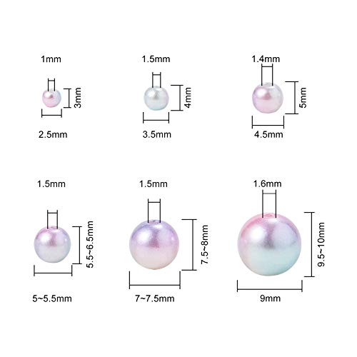Ipotkitt 665Pcs/box Round Rainbow ABS Plastic Imitation Pearl Beads Gradient Mermaid Pearl Beads for DIY Jewelry Making Accessories - 3x2.5mm - color: 665pcs - Sky Blue Round