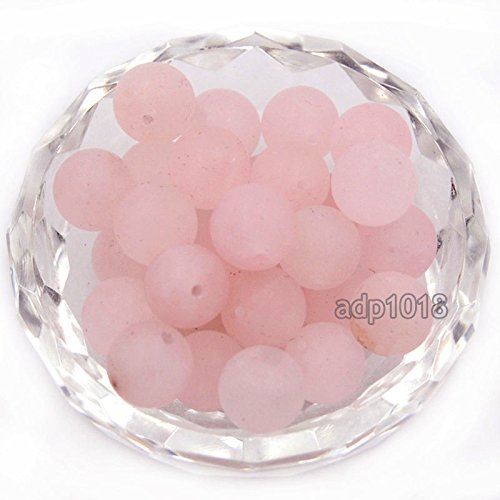 AD Beads Natural Matte Frosted Gemstone Round Spacer Loose Beads 4mm 6mm 8mm 10mm 12mm (8mm, Matte Rose Quartz) - color: Matte Rose Quartz, size: 8mm