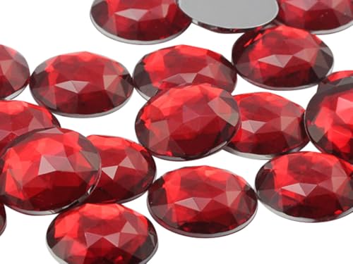 25mm Red Ruby H103 Flat Back Round Acrylic Rhinestones Plastic Circle Gems for Costume Making Cosplay Jewels Pro Grade Embelishments - 20 Pieces (Ruby) - color: Ruby Garnet