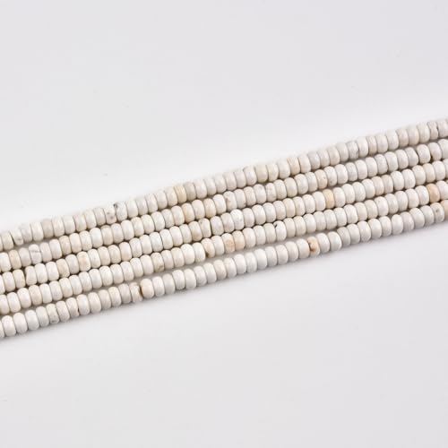 170pcs 4x2mm Natural White Turquoise Disk Rondelle Spacer Stone Semi Precious Gemstone Loose Beads for Jewelry Making 15 Inch - color: White Turquoise