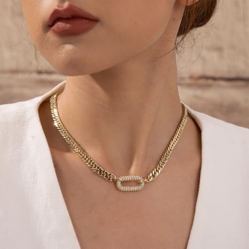 Gold Necklace for Women - Chunky 14K Gold Plated Chain Necklace Cuban Link Paperclip Chain Herringbone Statement Choker Necklace for Women Simple Trendy Jewelry Gifts - style: 6mm-cuban chain-gd