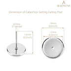 BEADNOVA 60pcs Blank Earring Studs 12mm Stainless Steel Cabochon Setting Post With Backs for Resin DIY Earstud Making - color: 60pcs, size: 12mm