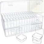 Bead Organizer Box, 120 Pack Small Clear Storage Boxes with Labels, Large Travel Craft Case with Handle, Mini Plastic Containers for Jewelry Making Diamonds DIY Pony Bracelet Screws Seeds Small Parts - size: 2 Pack 120 Pcs