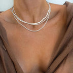 Freekiss Women's Layered Necklace Set - 3 Piece Dainty Gold Jewelry for Everyday Stacking | 14K Gold Plated Snake Chain, Rope Chain, Cuban Chain | Adjustable Length 14-18.5 Inch | Gift Ready - color: Silver, style: 3Snake+Rope+Cuban