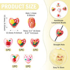 Beadthoven 5Pcs Heart Shaped Lampwork Beads Heart with Fruits Glass Crystal Bead Charm Apples Pineapple Cherry Orange Handmade Crystal Craft Spacers for Jewelry Making Bracelet Earrings DIY Supplies - color: Heart with Fruit