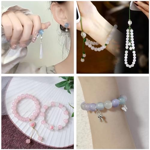 200PCS Glass Beads 8mm Glass Beads for Bracelets Necklaces Jewelry Making DIY Crafts (Light Green) - color: 1Light Green