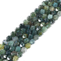 Moss Agate 6mm Gemstone Triangle Faceted Round Loose Beads Strand 15.5" DIY Jewelry Making - color: Moss Agate