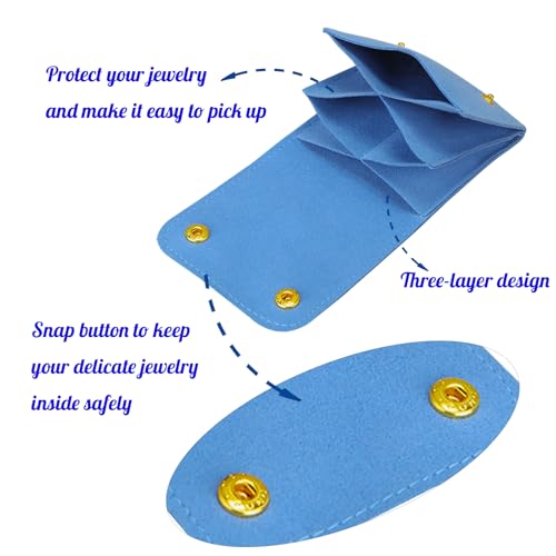 3Pcs Microfiber Jewerly Rolls Small Jewelry Bags for Jewelry Gift Bags Jewelry Organizer Pouch with Double Snap Button for Jewelry Travel Jewelry Pouch, 3"x3"(Dark Blue) - color: Dark Blue