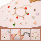 408Pcs Gold Charm Bracelet Making Kit for Girls, Including 12 Bracelet Chains, 152 Charms, 200 Jump Rings, 20 Earing Hook, 2 Necklace, 1 Jewelry Plier for DIY Crafting and Jewelry Making for Adults