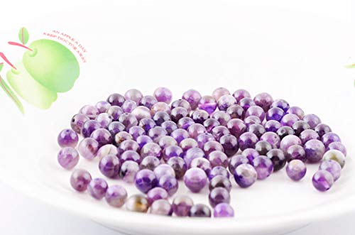 Natural Stone Beads 100pcs 8mm Amethyst Round Genuine Real Stone Beading Loose Gemstone Hole Size 1mm DIY Charm Smooth Beads for Bracelet Necklace Earrings Jewelry Making (Amethyst) - color: Amethyst Purple, size: 8mm