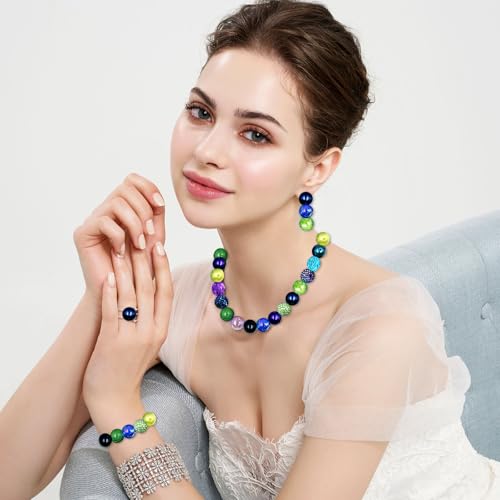 50Pcs Chunky Bubblegum Beads, 20mm Chunky Bubble Gum Beads for DIY Beadable Pens Bracelets Necklaces Pearl Beaded Craft Jewelry Making (Green) - color: Green+Blue+Purple