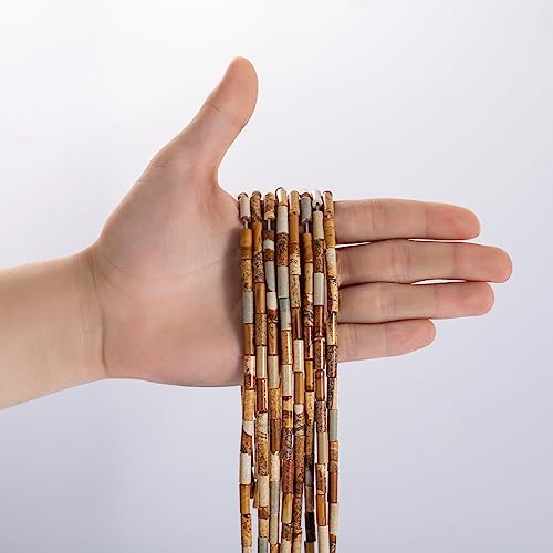 Natural Blown Picture Stone Cylinder Tube Beads 4x13mm 38cm/str Loose Semi Gemstone Stone Beads for Making Bracelets Necklace Earrings - color: Blown Picture, size: 4x13mm Cylinder