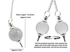 Amazing Gemstone Clear Quartz Crystal Ball Pendulum for Divination - Dowsing Pendulum Necklace with Chain and Quartz Bead for Reiki Healing and Crystal Grid Meditation - color: Clear Quartz