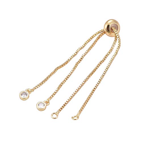 DanLingJewelry 5pcs Adjustable Slider Metal Bracelet Slider Extender Chains with Rhinestone Charms for Jewelry Making DIY 8 Inches(223mm) G - color: StyleⅩ-5 pcs-Golden