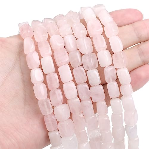 BEADIA Natural Rose Quartz Cuboid Stone Loose Semi Gemstone Beads for Jewelry Making 8mmx12mm 38cm/Strand - color: Rose Quartz, size: 8mm X 12mm