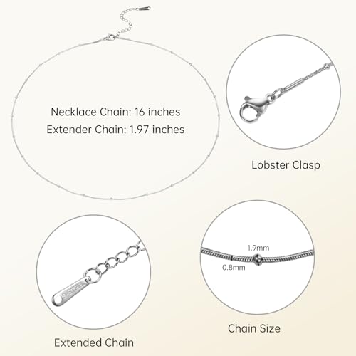 12 Pcs Stainless Steel Round Snake Clip Bead Chain Necklace for Women Man Silver DIY Jewelry Chain Necklace Bulk - color: Silver Snake Bead, size: 16 inches