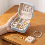 Taiyin Travel Jewelry Case, Bridesmaid Gifts Mini Jewelry Organizer, PU Leather Portable Earring Box for Women Girls - color: Blue