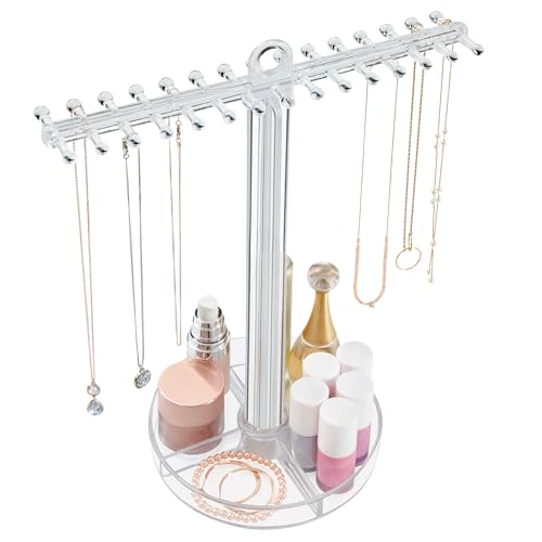STORi Necklace Holder with Divided Organizer Tray, Premium Quality Jewelry Stand, Made in USA