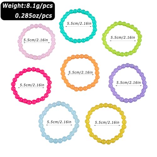 Colorful Stackable Resin Beaded Bracelets Set for Women Dainty Neon Clear Acrylic Beads Stretchable Bracelet Pack Trendy Transparent Round Balls Jewelry - color: Colorful1