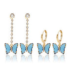 Crystal Zirconia Gold Plated Brass Charms for Jewelry Making Bracelet Necklace Earring Pendant Craft Supplies DIY Accessories - color: Butterfly-Blue-5Pcs
