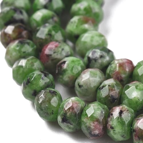 115pcs Natural Jade Disk Stone Beads 4x2mm Rondelle Faceted Dyed Stone Loose Spacer Beads for Jewelry Making Design Bracelet Necklace Keychain Phone Chain Lanyard Ornament, Lime Green - color: Lime Green