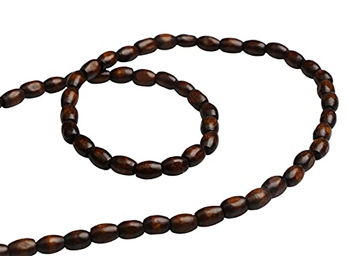 500Pcs Oval Wood Beads 6 x 8mm Tiny Brown Rice Shaped Wooden Spacer Beads Wooden Loose Beads Supplies for Handmade Crafts Making (2mm Hole) - color: 8x6mm, Brown#500pcs