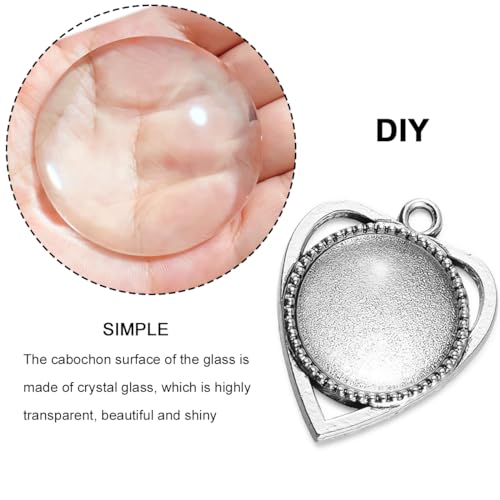 Clear Glass Cabochon 2Inch Round Dome Cabochons 15PCS Transparent Glass Cabochons with Flat Backs Glass Dome for DIY Crafts Photo Pendant Jewelry Making (50MM,15PCS) - size: 50MM,15PCS