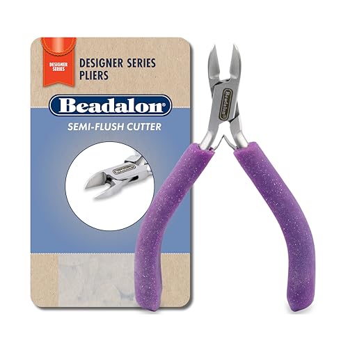 Beadalon Designer Series Glimmer Semi-Flush Cutter, Lavender Speckle Vinyl-Free Grips, Stainless Steel, Box Joint, Double Leaf Springs, 4.75 in - color: Lavender Speckle, style: Semi-Flush Cutter