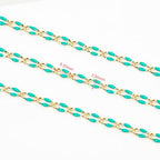 YOUBEIYEE 6.6 Feet Gold Plated Brass Chain on Spool Green Enamel Cable Chain Necklace DIY Jewelry Chains Bulk with Jump Rings and Lobster Clasps - color: Green