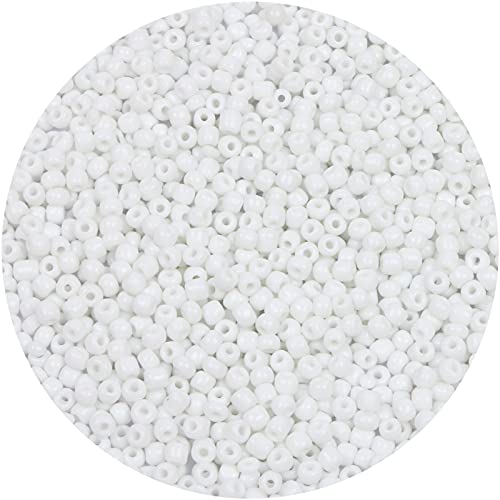 2200pcs Glass Seed Beads Bulk, 4mm 6/0 Pony Beads Bulk for Jewelry Making Mini Spacer Beads Loose Beads Craft Small Glass Seed Beads for DIY Bracelet Wrist (White) - color: White