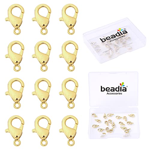 BEADIA 14K Gold Plated Lobster Clasps Non Tarnish 10mm 20pcs for Jewelry Making Findings - color: Lobster Clasps 14K Gold, size: 10mm