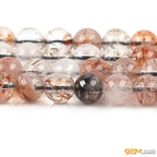GEM-Inside 63Pcs 6mm Round Natural Brown Super Seven Quartz Gemstone Semi Precious Chakras Stone Beads for Bracelet Necklace Jewelry Making Strand 15"