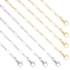 12 Pack Paperclip Chain Necklace Bulk Adjustable Gold Plated Stainless Steel Necklace Chains for Jewelry Making - color: Mix 16 Inches
