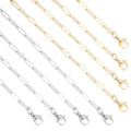 12 Pack Paperclip Chain Necklace Bulk Adjustable Gold Plated Stainless Steel Necklace Chains for Jewelry Making - color: Mix 20 Inches