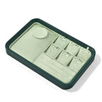 Oirlv Jewelry Display Tray for Vendors Velvet Jewelry Tray with Compartments for Rings and Necklaces(Green) - color: Green P21701