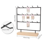 Earring Display Stands for Selling 3 Tier 15 Hooks Jewelry Display Wooden Base Earring Holder Organizer Display Stand for Necklaces Rings Bracelets Keychains (Black)