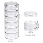 Fengek 6 Sets 6 Layer Stackable Plastic Containers, 10G/10ML Clear Cosmetic Storage Box Round Organizer Jars for Beads, Buttons, Small Jewelry Findings