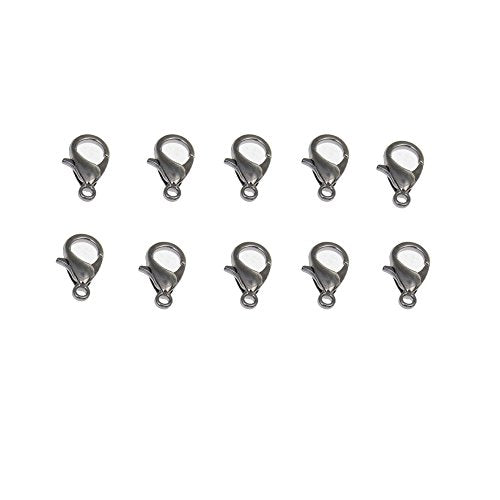 Yueton Curved Lobster Clasps-100pcs 7x12mm Lobster Claw Clasps DIY Jewelry Fastener Hook, Necklace DIY Fasteners (Gun Black) - color: Gun Black