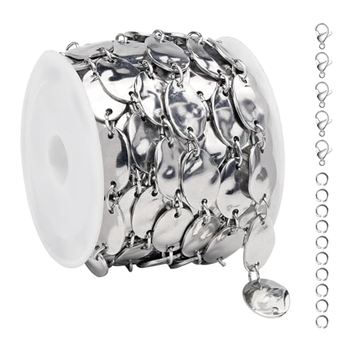 UMAOKANG 2 Meters Stainless Steel Oval Chains Bulk on Spool Small Oval Link Chain Handmade Craft Chain Roll - color: Silver Small Oval