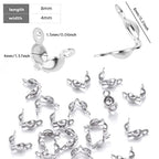 1500 Pieces Beads Tips Knot Covers Clamshell Crimp Tips Beads Set Calotte Ends Knot Covers Fold-Over Bead Covers for Jewelry Making DIY Bracelet Necklaces(Silver) - color: Silver