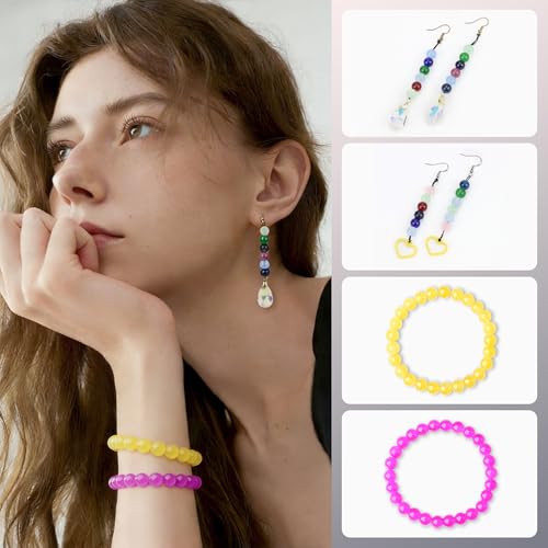500Pcs Yellow 6mm Glass Beads for Bracelets Necklace, Round Glass Crystal Beads for Bracelet DIY Crafts Jewelry Making Kits Earring Necklaces (Yellow) - color: Yellow