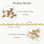 Jabogrii 16.4 Feet Gold Paperclip Chain for Jewelry Making Stainless Steel Chain Bulk Roll Craft Oval Jewelry - color: Paperclip Gold