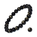 8mm Natural Gemstone Stretch Bracelet, Handmade Unisex Crystal Bracelets for Meditation, Yoga, Spiritual Healing & Positive Energy - color: Golden Obsidian