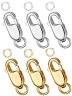 Dailyacc 925 Sterling Silver Lobster Clasp with Closed Jump Rings Gold Necklace Clasps and Closures for Jewelry Bracelet Extender,Made in Italy - color: 6pcs | 3 Gold + 3Silver, size: 0.47IN/12MM
