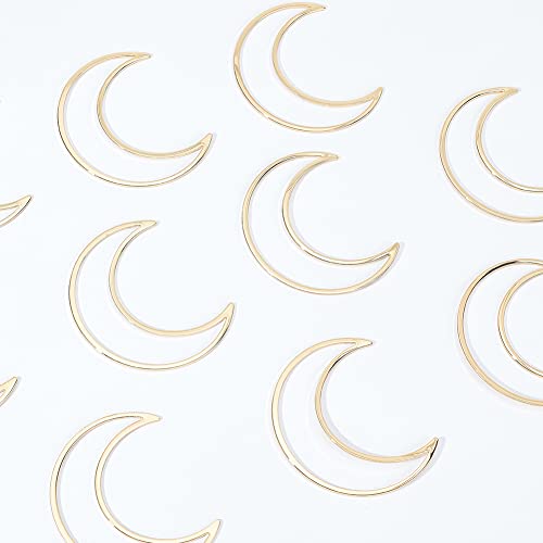 BENECREAT 10pcs Real 18K Gold Plated Moon Linking Rings Brass Hollow Frames Links Connector Charms for Bracelets Necklace Jewelry DIY Making, Festival Gift, 24.5x1mm - color: Moon