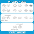 PH PandaHall 100pcs 10 Styles Brass Flower Bead Caps 6/7/8mm Silver Spacer Beads Bead End Caps Flat Spacers Flower Bracelet Beads for Friendship Bracelet Earring Jewellery Making DIY Crafts - color: Silver