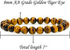 Angelstones Handmade Natural Healing Gemstone 8mm Round Beads Stretch Crystal Bracelet 7 Inch Unisex - color: Golden Tiger Eye