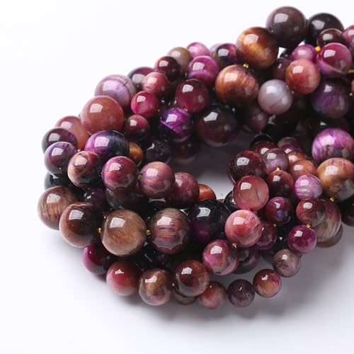 Natural Starry Sky Rose Pink Tiger Eyesr Stone Beads for Jewelry Making DIY Bracelet Necklace Jewelry Making1 Strand 15.5inch 45PCS 8MM - color: Starry sky rose pink tiger eyes, size: 8MM
